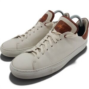 Good Man Brand Edge Sneaker Mens 9 White Leather Brown Heel Low Top Casual